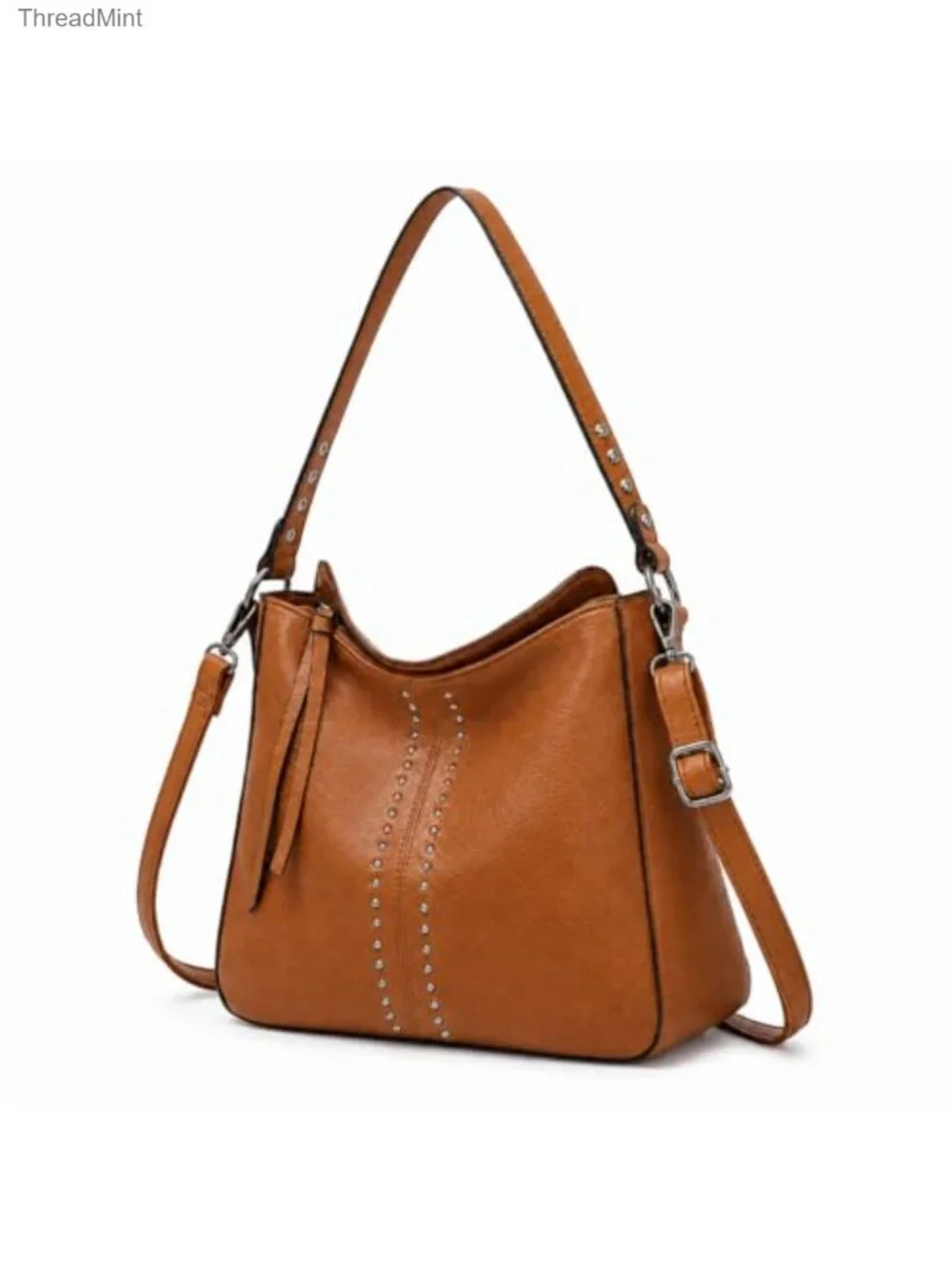 Faux Leather Studded Hobo Bag Crossbody Purse Shoulder Handbag Women